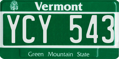 VT license plate YCY543