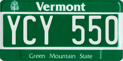 VT license plate YCY550