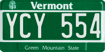 VT license plate YCY554