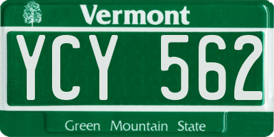 VT license plate YCY562