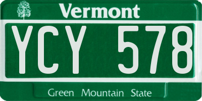 VT license plate YCY578