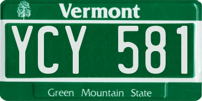 VT license plate YCY581