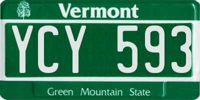 VT license plate YCY593
