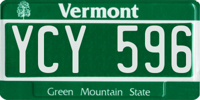 VT license plate YCY596