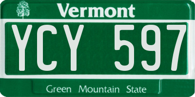 VT license plate YCY597