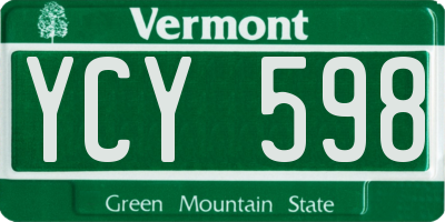 VT license plate YCY598