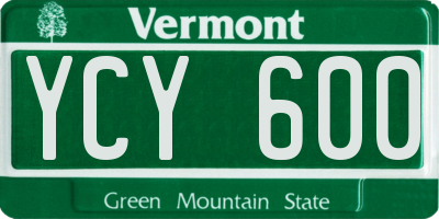 VT license plate YCY600