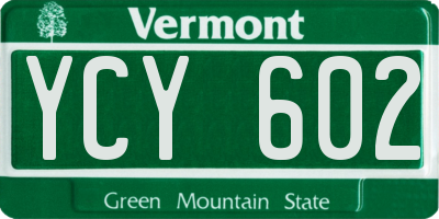 VT license plate YCY602