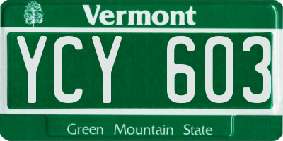 VT license plate YCY603