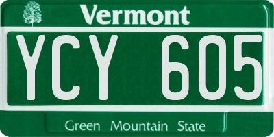 VT license plate YCY605