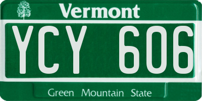 VT license plate YCY606