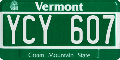 VT license plate YCY607