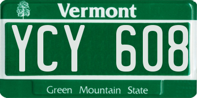 VT license plate YCY608