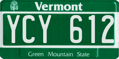 VT license plate YCY612