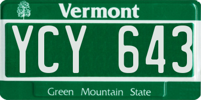 VT license plate YCY643