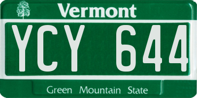 VT license plate YCY644