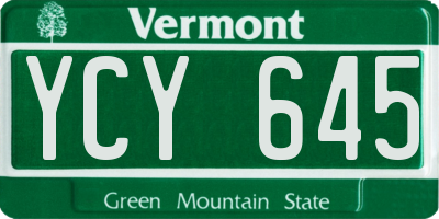 VT license plate YCY645