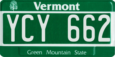 VT license plate YCY662