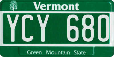 VT license plate YCY680