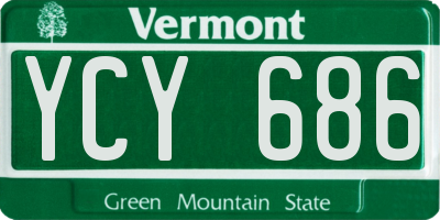 VT license plate YCY686