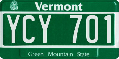 VT license plate YCY701