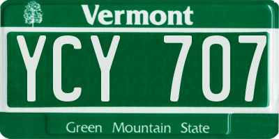 VT license plate YCY707