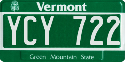 VT license plate YCY722