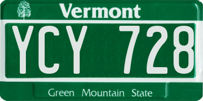 VT license plate YCY728