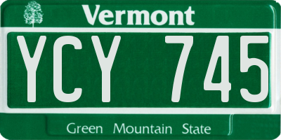 VT license plate YCY745