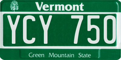 VT license plate YCY750