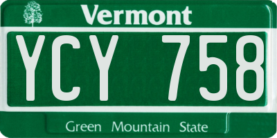 VT license plate YCY758