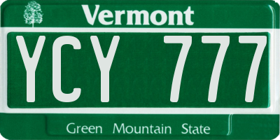 VT license plate YCY777