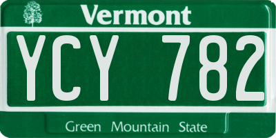 VT license plate YCY782