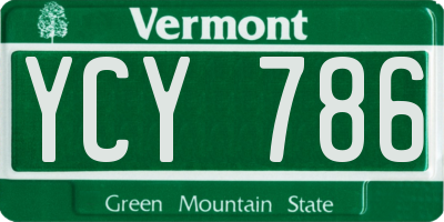 VT license plate YCY786