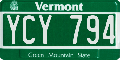 VT license plate YCY794