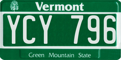 VT license plate YCY796