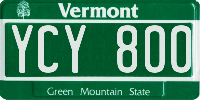 VT license plate YCY800