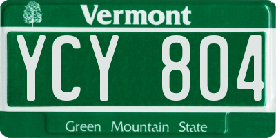 VT license plate YCY804