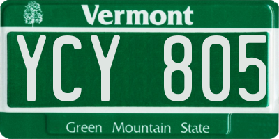 VT license plate YCY805