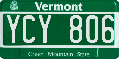 VT license plate YCY806