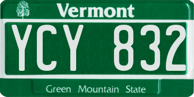 VT license plate YCY832
