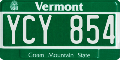 VT license plate YCY854