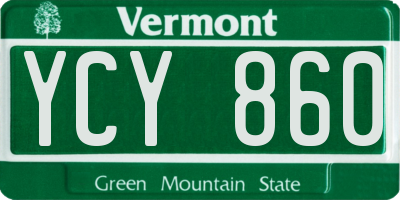 VT license plate YCY860