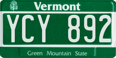 VT license plate YCY892