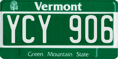 VT license plate YCY906