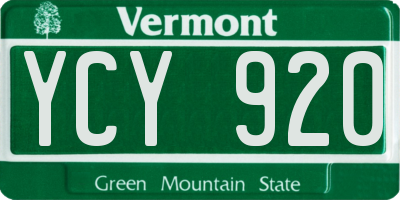 VT license plate YCY920