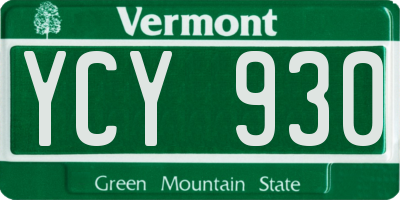 VT license plate YCY930