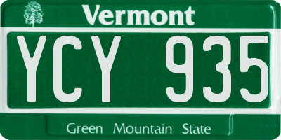 VT license plate YCY935