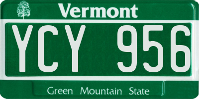 VT license plate YCY956