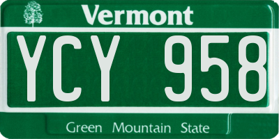 VT license plate YCY958